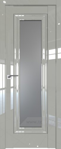 Дверь со стеклом ProfilDoors 24L Графит с молдингом Серебро Люкс (Галька люкс)