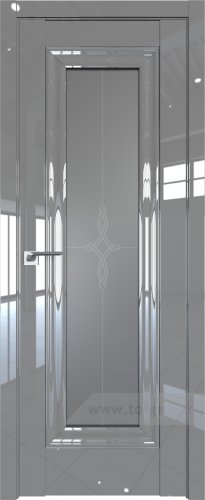 Дверь со стеклом ProfilDoors 24L Узор графит с молдингом Серебро Люкс (Грей люкс)