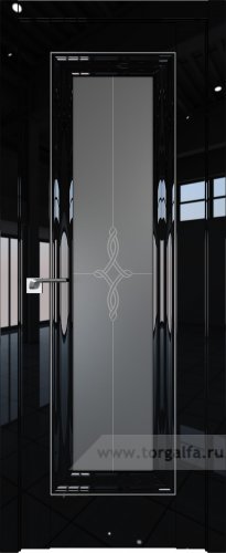 Дверь со стеклом ProfilDoors 24L Узор графит с молдингом Серебро Люкс (Черный люкс)