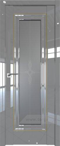 Дверь со стеклом ProfilDoors 24L Узор графит с молдингом Золото Люкс (Грей люкс)