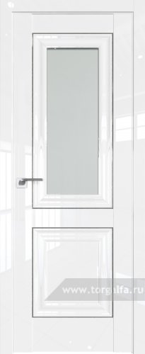 Дверь со стеклом ProfilDoors 28L Матовое с молдингом Серебро Люкс (Белый люкс)