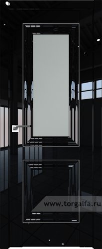 Дверь со стеклом ProfilDoors 28L Матовое с молдингом Серебро Люкс (Черный люкс)
