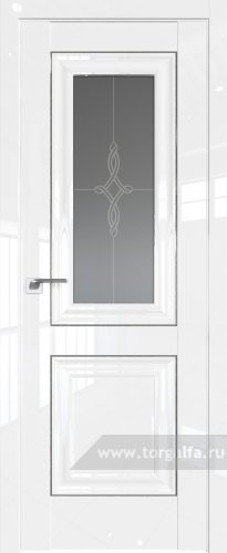 Дверь со стеклом ProfilDoors 28L Узор графит с молдингом Серебро Люкс (Белый люкс)