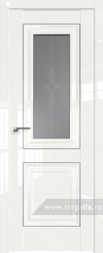 Дверь со стеклом ProfilDoors 28L Узор графит с молдингом Серебро Люкс ( ДаркВайт люкс)