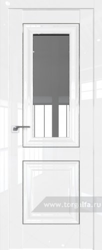 Дверь со стеклом ProfilDoors 28L Прозрачное с молдингом Серебро Люкс (Белый люкс)