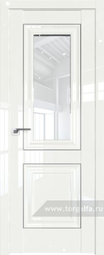 Дверь со стеклом ProfilDoors 28L Прозрачное с молдингом Серебро Люкс ( ДаркВайт люкс)