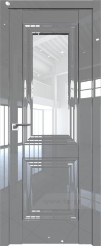 Дверь со стеклом ProfilDoors 28L Прозрачное с молдингом Серебро Люкс (Грей люкс)