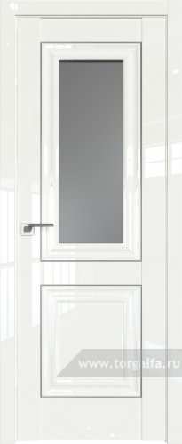 Дверь со стеклом ProfilDoors 28L Графит с молдингом Серебро Люкс ( ДаркВайт люкс)