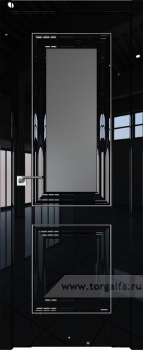 Дверь со стеклом ProfilDoors 28L Графит с молдингом Серебро Люкс (Черный люкс)