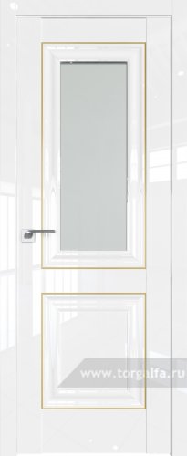 Дверь со стеклом ProfilDoors 28L Матовое с молдингом Золото Люкс (Белый люкс)