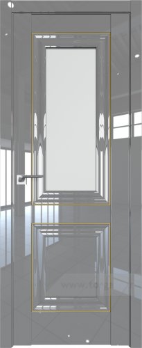 Дверь со стеклом ProfilDoors 28L Матовое с молдингом Золото Люкс (Грей люкс)