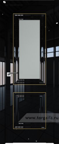 Дверь со стеклом ProfilDoors 28L Матовое с молдингом Золото Люкс (Черный люкс)
