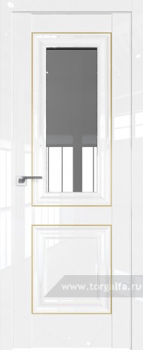 Дверь со стеклом ProfilDoors 28L Прозрачное с молдингом Золото Люкс (Белый люкс)
