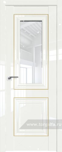 Дверь со стеклом ProfilDoors 28L Прозрачное с молдингом Золото Люкс ( ДаркВайт люкс)