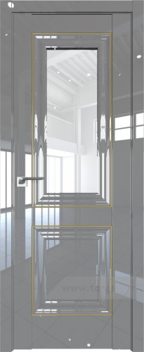 Дверь со стеклом ProfilDoors 28L Прозрачное с молдингом Золото Люкс (Грей люкс)