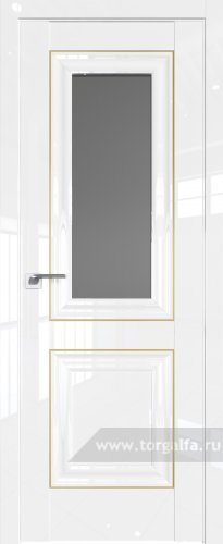 Дверь со стеклом ProfilDoors 28L Графит с молдингом Золото Люкс (Белый люкс)