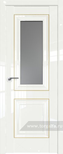 Дверь со стеклом ProfilDoors 28L Графит с молдингом Золото Люкс ( ДаркВайт люкс)