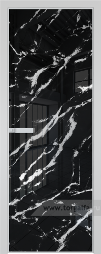 Дверь со стеклом ProfilDoors алюминиевая 1AGN с профилем Вайт (Нефи черный узор серебро)