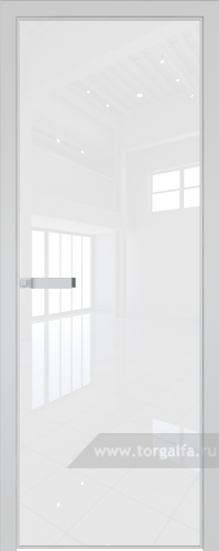 Дверь со стеклом ProfilDoors алюминиевая 1AGN с профилем Вайт (Lacobel Белый лак)