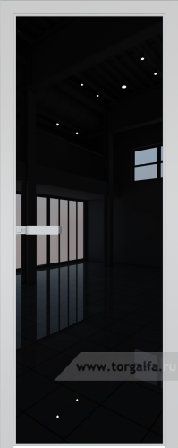 Дверь со стеклом ProfilDoors алюминиевая 1AGN с профилем Вайт (Lacobel Черный лак)