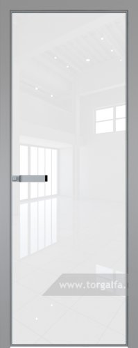 Дверь со стеклом ProfilDoors алюминиевая 1AGN с профилем Серебро (Lacobel Белый лак)