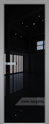 Дверь со стеклом ProfilDoors алюминиевая 1AGN с профилем Серебро (Lacobel Черный лак)