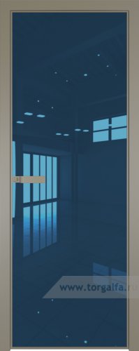 Дверь со стеклом ProfilDoors алюминиевая 1AGN с профилем Никель матовый (Зеркало Blue)