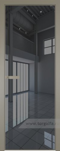 Дверь со стеклом ProfilDoors алюминиевая 1AGN с профилем Никель матовый (Зеркало Grey)