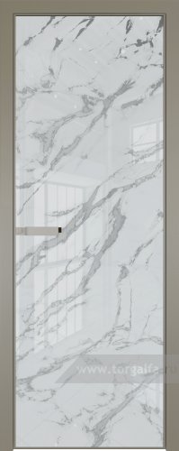 Дверь со стеклом ProfilDoors алюминиевая 1AGN с профилем Никель матовый (Нефи белый узор серебро)