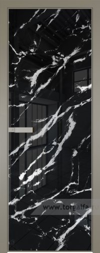 Дверь со стеклом ProfilDoors алюминиевая 1AGN с профилем Никель матовый (Нефи черный узор серебро)
