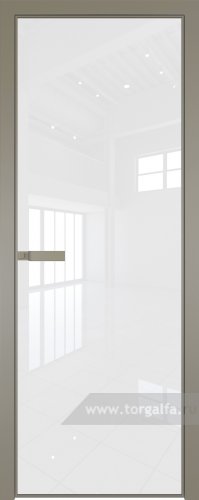Дверь со стеклом ProfilDoors алюминиевая 1AGN с профилем Никель матовый (Lacobel Белый лак)