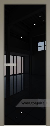 Дверь со стеклом ProfilDoors алюминиевая 1AGN с профилем Никель матовый (Lacobel Черный лак)