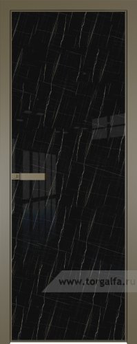 Дверь со стеклом ProfilDoors алюминиевая 1AGN с профилем Шампань (Неро мрамор)