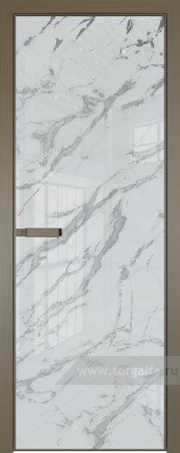 Дверь со стеклом ProfilDoors алюминиевая 1AGN с профилем Шампань (Нефи белый узор серебро)