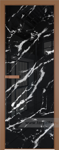 Дверь со стеклом ProfilDoors алюминиевая 1AGN с профилем Бронза (Нефи черный узор серебро)