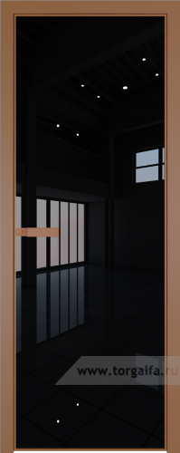 Дверь со стеклом ProfilDoors алюминиевая 1AGN с профилем Бронза (Lacobel Черный лак)