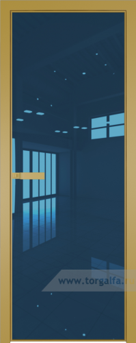 Дверь со стеклом ProfilDoors алюминиевая 1AGN с профилем Золото (Зеркало Blue)