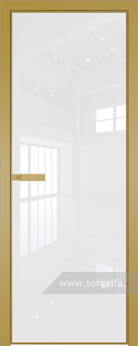 Дверь со стеклом ProfilDoors алюминиевая 1AGN с профилем Золото (Lacobel Белый лак)
