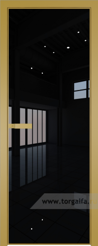 Дверь со стеклом ProfilDoors алюминиевая 1AGN с профилем Золото (Lacobel Черный лак)