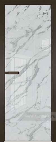 Дверь со стеклом ProfilDoors алюминиевая 1AGN с профилем Деорэ (Нефи белый узор серебро)