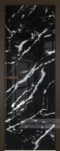 Дверь со стеклом ProfilDoors алюминиевая 1AGN с профилем Деорэ (Нефи черный узор серебро)