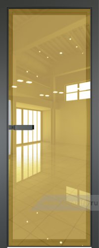 Дверь со стеклом ProfilDoors алюминиевая 1AGN с профилем Серая ночь (Зеркало Gold (Гезелла))