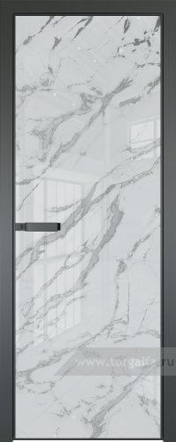 Дверь со стеклом ProfilDoors алюминиевая 1AGN с профилем Серая ночь (Нефи белый узор серебро)