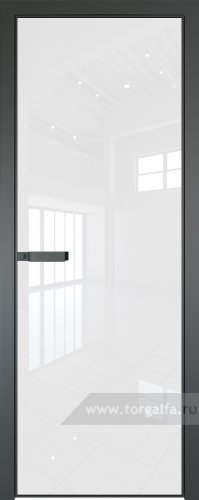 Дверь со стеклом ProfilDoors алюминиевая 1AGN с профилем Серая ночь (Lacobel Белый лак)