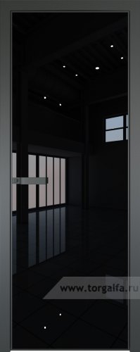Дверь со стеклом ProfilDoors алюминиевая 1AGN с профилем Серая ночь (Lacobel Черный лак)