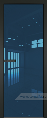 Дверь со стеклом ProfilDoors алюминиевая 1AGN с профилем Черный матовый RAL9005 (Зеркало Blue)