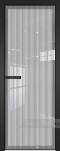 Дверь со стеклом ProfilDoors алюминиевая 1AGN с профилем Черный матовый RAL9005 (Узор Страйп)