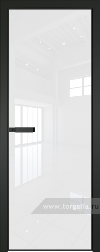 Дверь со стеклом ProfilDoors алюминиевая 1AGN с профилем Черный матовый RAL9005 (Lacobel Белый лак)