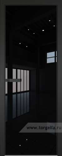 Дверь со стеклом ProfilDoors алюминиевая 1AGN с профилем Черный матовый RAL9005 (Lacobel Черный лак)