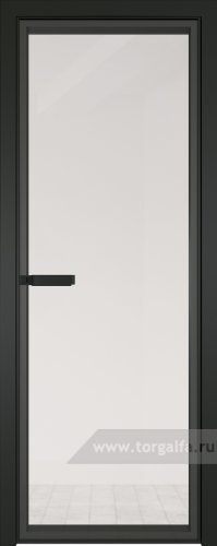 Дверь со стеклом ProfilDoors алюминиевая 1AGN с профилем Черный матовый RAL9005 (Прозрачное)